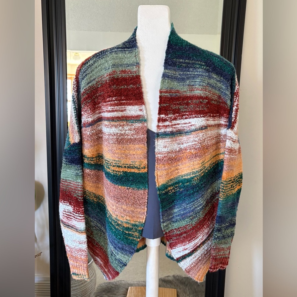 DUCHAMP Multi Color Striped Cardigan Sweater